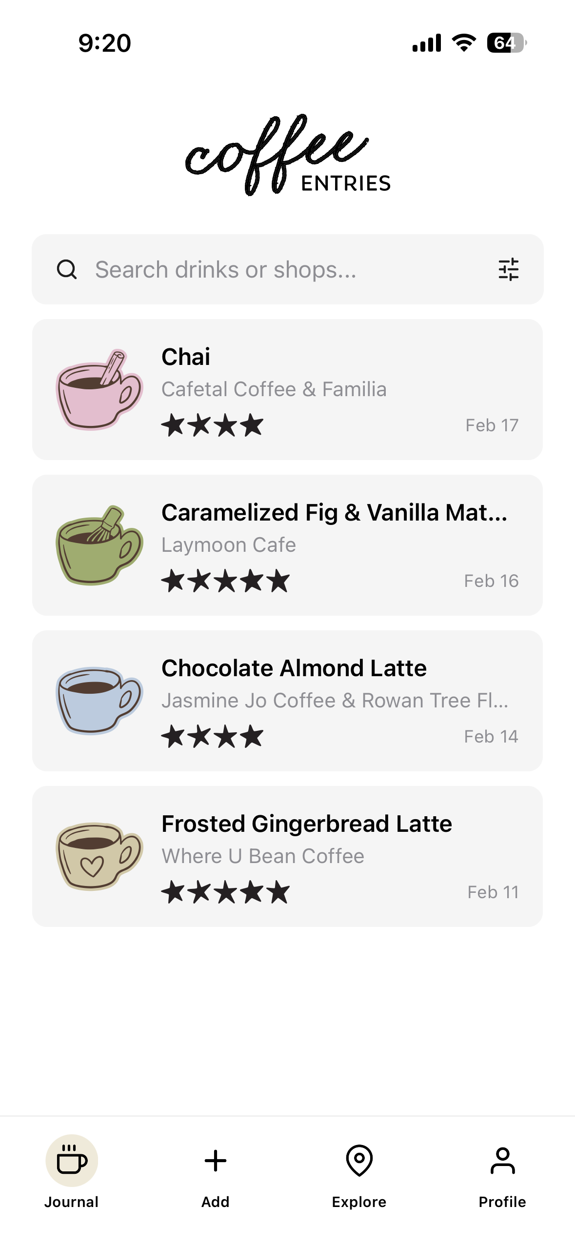 Coffee Amnesia journal